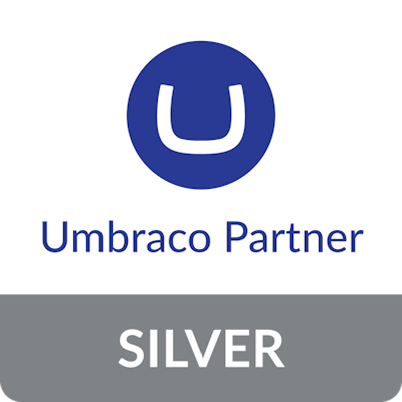 Umbraco Silver Partner badge featuring the Umbraco logo and text 'Umbraco Partner SILVER'.